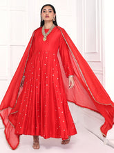 Load image into Gallery viewer, Red Mogra Anarkali Set
