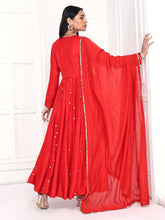 Load image into Gallery viewer, Red Mogra Anarkali Set
