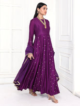 Load image into Gallery viewer, Deep Purple Mogra Anarkali Set
