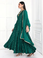 Load image into Gallery viewer, Rama Green Mogra Anarkali Set
