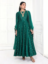 Load image into Gallery viewer, Rama Green Mogra Anarkali Set
