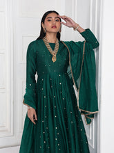 Load image into Gallery viewer, Rama Green Mogra Anarkali Set
