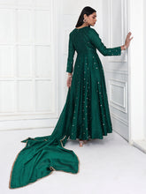 Load image into Gallery viewer, Rama Green Mogra Anarkali Set
