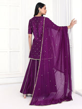 Load image into Gallery viewer, Deep Purple Short Kurta Palazzo Set
