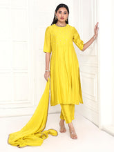 Load image into Gallery viewer, Mustard Kurta Set With Yoke
