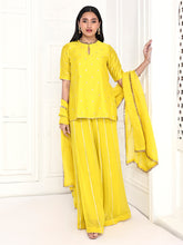 Load image into Gallery viewer, Mustard Short Kurta With Kali Palazzo Set
