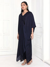 Load image into Gallery viewer, Navy Blue Knotted Kaftan Set
