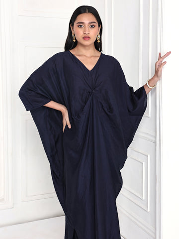 Navy Blue Knotted Kaftan Set