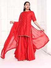 Load image into Gallery viewer, Red Short Kurta Palazzo Set
