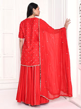 Load image into Gallery viewer, Red Short Kurta Palazzo Set
