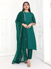 Load image into Gallery viewer, Rama Green Kurta Set With Yoke
