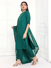 Load image into Gallery viewer, Rama Green Kurta Set With Yoke
