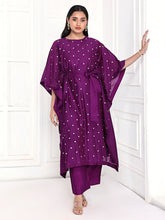 Load image into Gallery viewer, Deep Purple Kaftan Set With Belt
