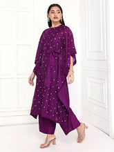 Load image into Gallery viewer, Deep Purple Kaftan Set With Belt
