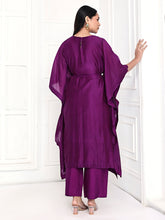 Load image into Gallery viewer, Deep Purple Kaftan Set With Belt
