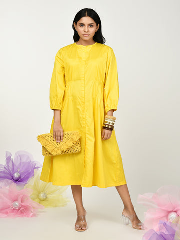 Mustard Yellow Summer Elastic Dress