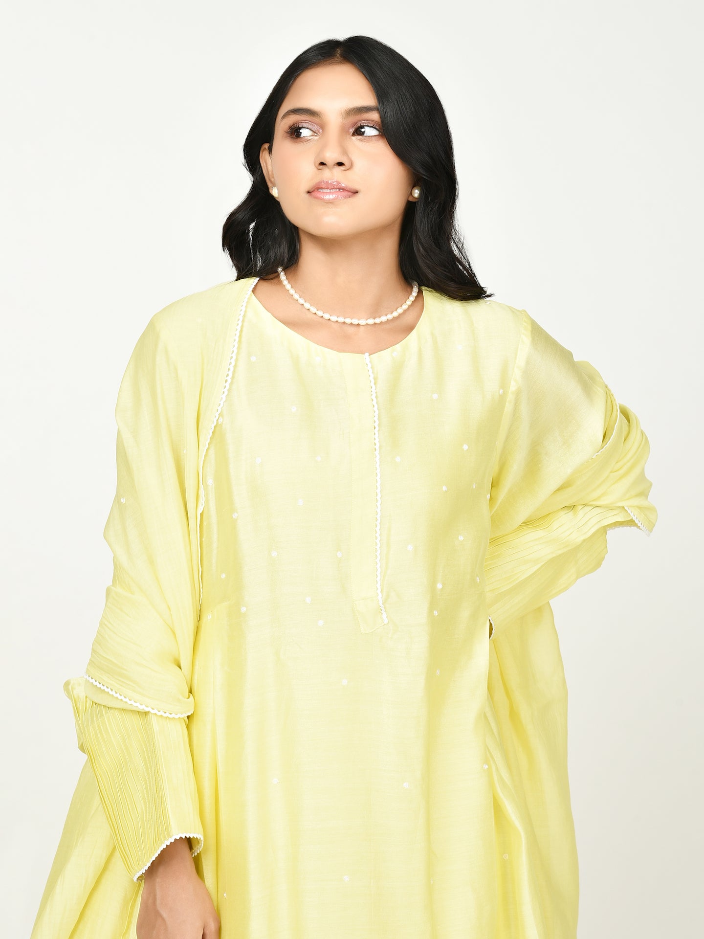 Yellow Chaav Pleated Kurta Set