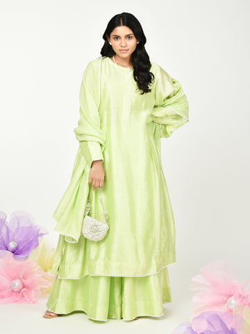 Pista Green Chaav Pleated Kurta Set