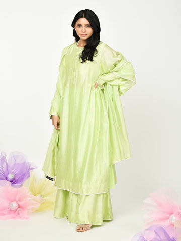 Pista Green Chaav Pleated Kurta Set