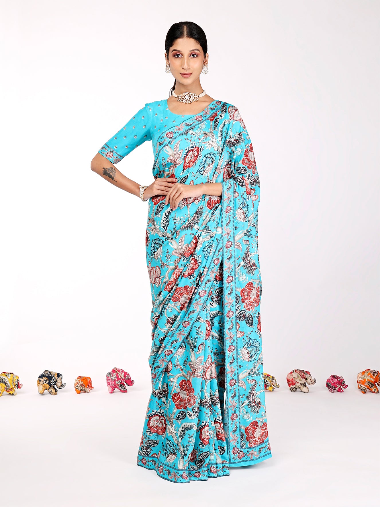 Turquoise Blue Bahaar Saree