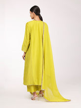 Load image into Gallery viewer, Lemon Green Chand Embroidered Kurta Set
