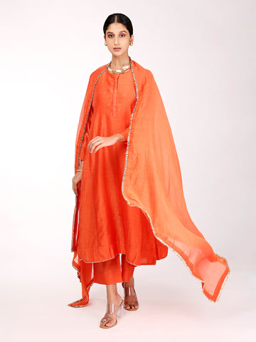 Brick Orange Chand Embroidered Kurta Set