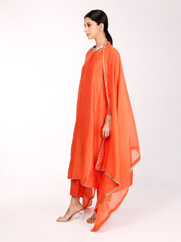 Brick Orange Chand Embroidered Kurta Set