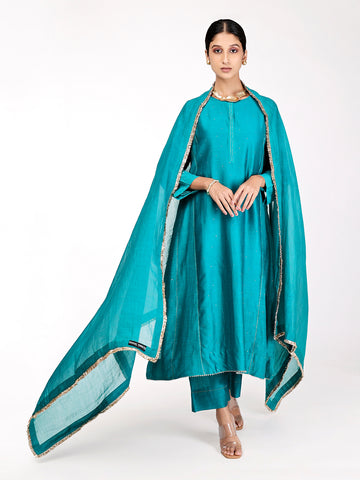 Teal Chand Embroidered Kurta Set