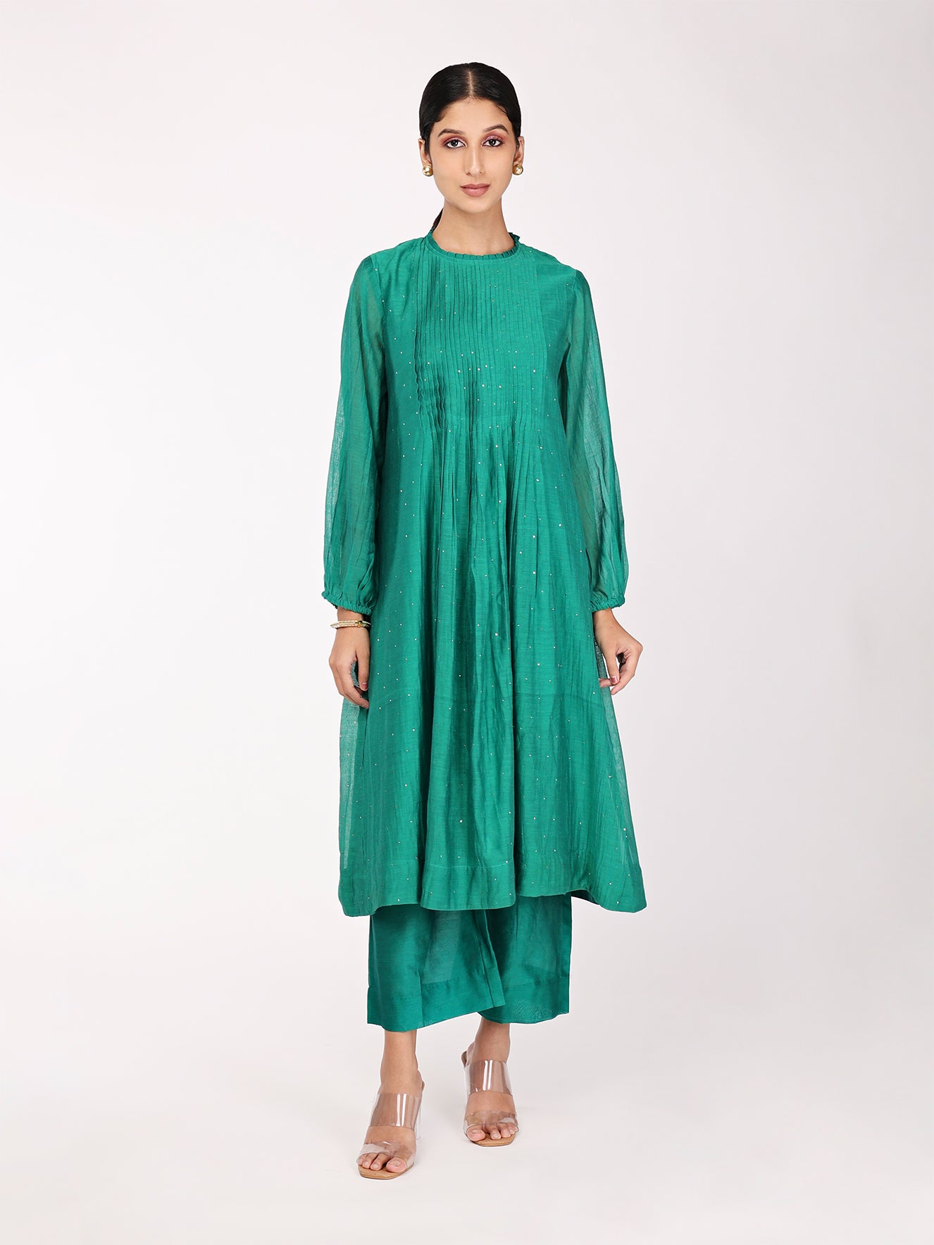 Rama Green Chand Pleated Kurta Set