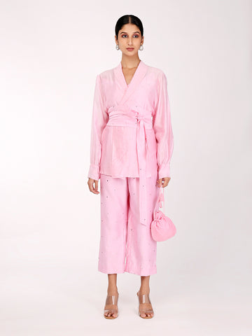 Baby Pink Chand Wrap Co-ord Set