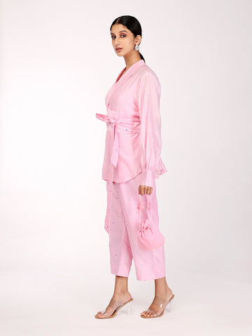 Baby Pink Chand Wrap Co-ord Set