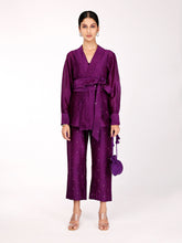 Load image into Gallery viewer, Deep Purple Chand Wrap Co-ord Set
