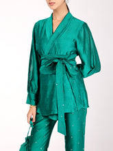 Load image into Gallery viewer, Rama Green Chand Wrap Co-ord Set
