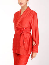 Load image into Gallery viewer, Red Chand Wrap Co-ord Set
