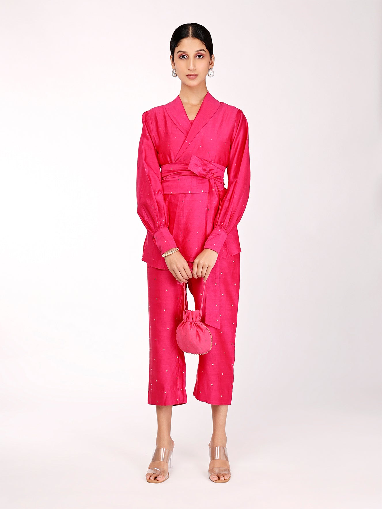 Hot Pink Chand Wrap Co-ord Set