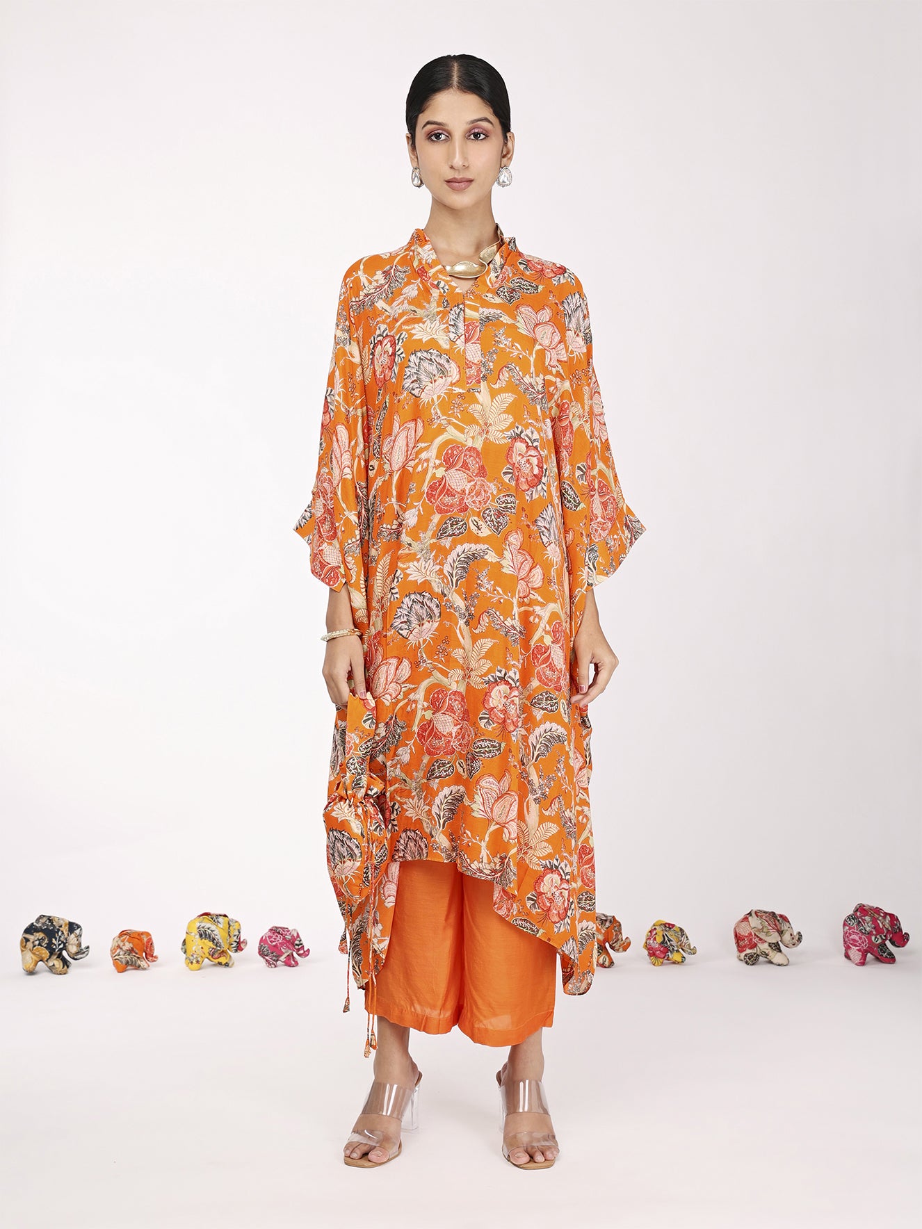 Orange Bagh Kaftan Tunic Set