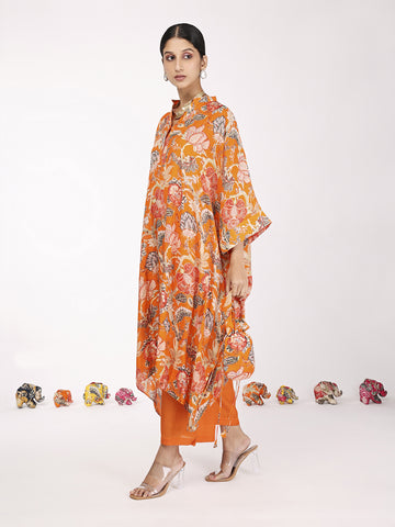 Orange Bagh Kaftan Tunic Set