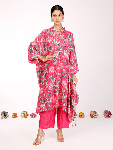 Pink Bagh Kaftan Tunic Set