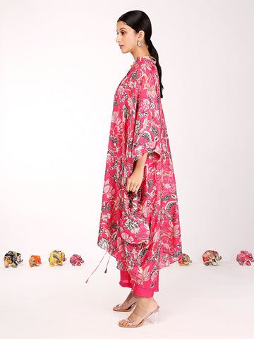 Pink Bagh Kaftan Tunic Set