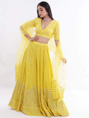 Yellow Dhoop Chand Lehenga